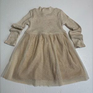 OshKosh B'gosh Cream Sparkle Tulle Knit Dress